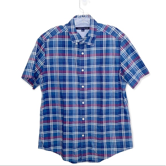 Tommy Hilfiger plaid short sleeve button down - Picture 1 of 4
